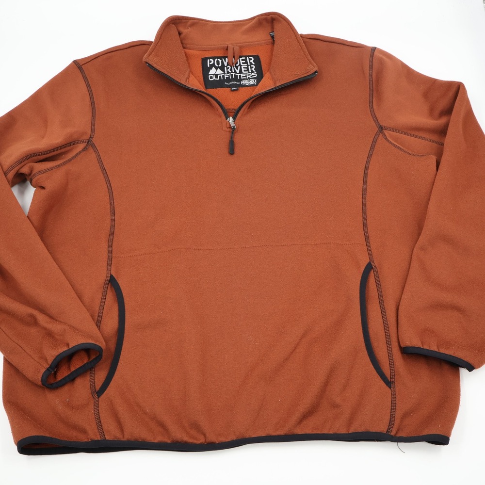 Powder River Outfitters Fleece Pullover Mens 2XL Rust Orange 1/4 Zip Western